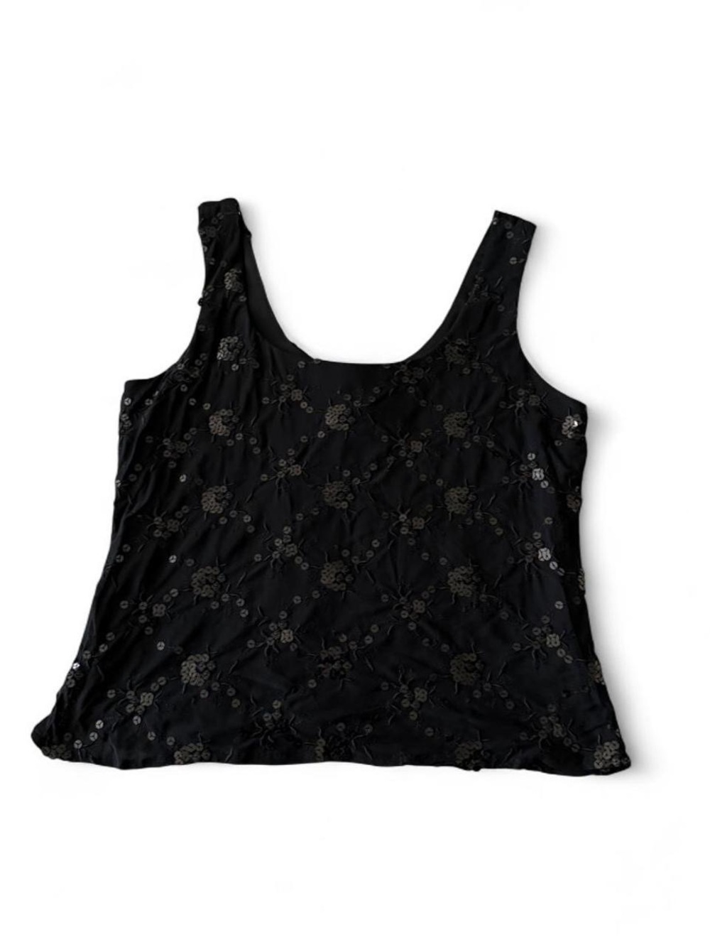 Black Embellished Scoop Neck Tank Top - Women